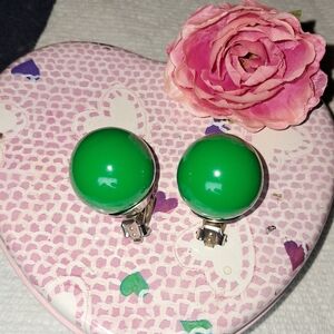 Bright Green Ball Clip-On Earrings